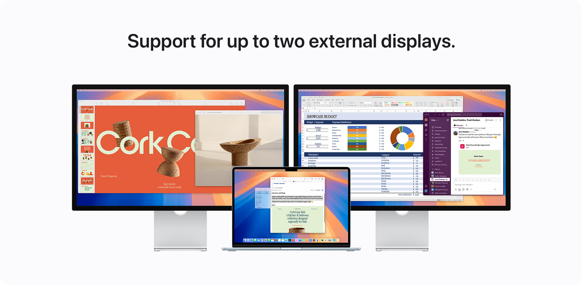 Support for up to two external displays.